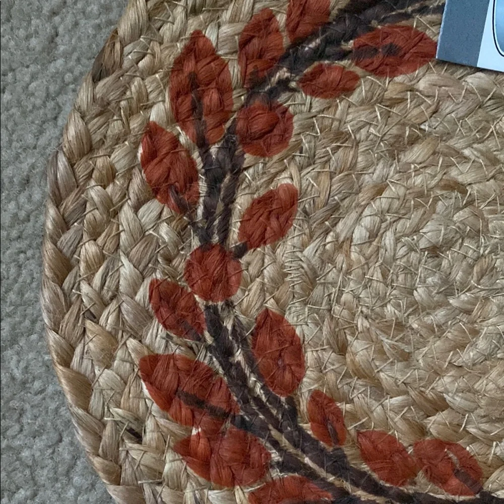 Orange Leaf Wreath Woven Placemat by